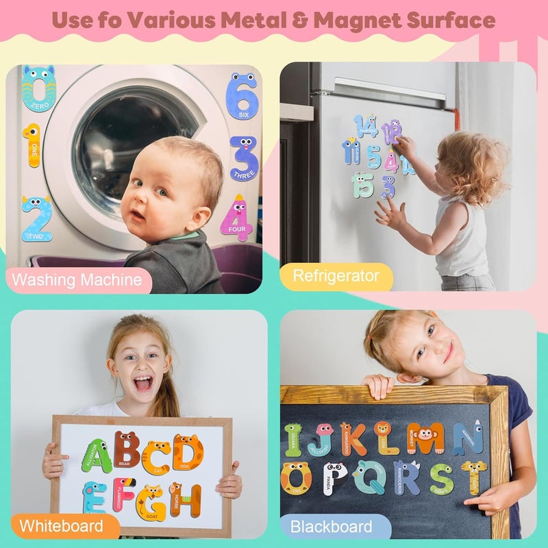 Thboxes Magnetic Letters and Numbers, 52 Pieces Colorful Fridge Magnets for Toddlers 3-5, 26 Uppercase Magnetic Letters 21 Numbers 5 Symbols, for Kids Toddlers Preschool Spelling Learning - Image 5